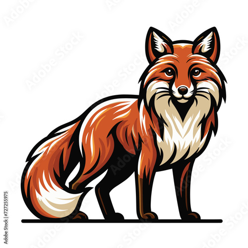 Wild animal red fox vulpa design vector, zoology illustration, foxy flat design template isolated on white background