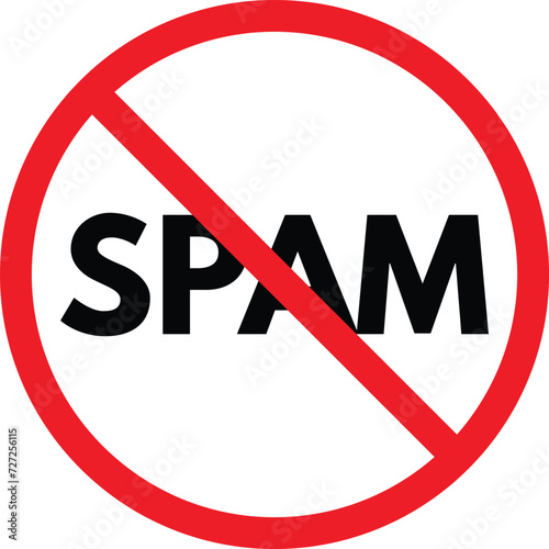 No spam sign isolated on white background . Stop spam icon vector