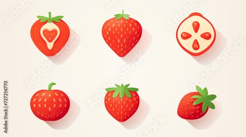 flat strawberry icons Generative AI