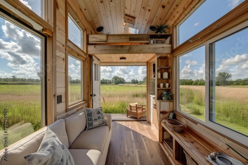Minimalist Luxury Living: Tiny House on Wheels with Contemporary Walnut Furniture