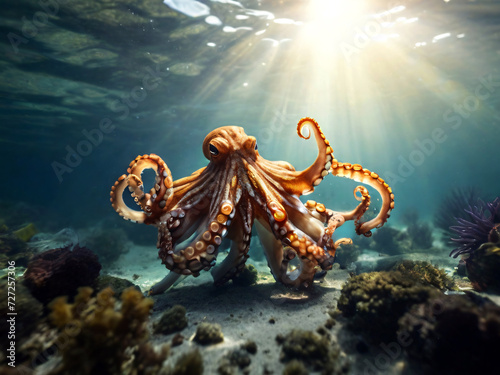 octopus in deep sea generative ai © Mahesh Shrigani