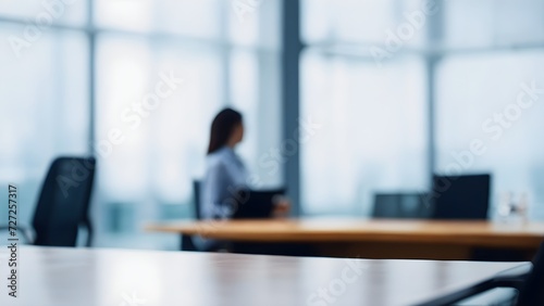 Blurred image of business people meeting in conference room. Abstract background. photo