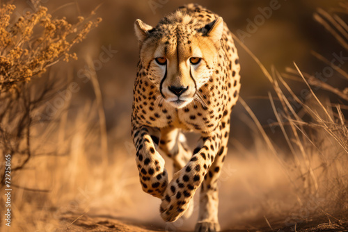 Africa's Majestic Hunter: Graceful Cheetah Stalking Prey in the Savanna