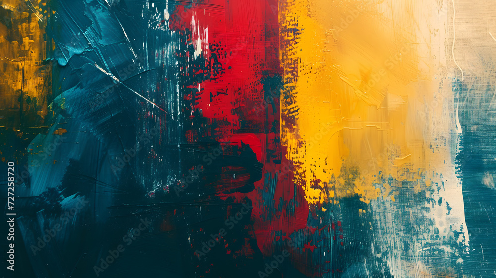 Abstract Painting of Yellow, Red, and Blue