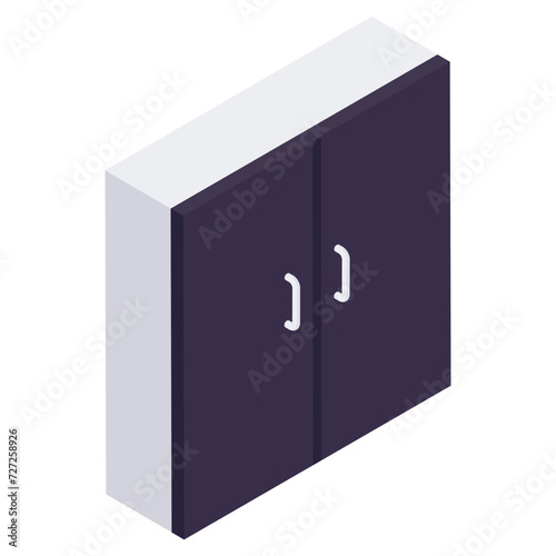 Conceptual isometric design icon of almirah