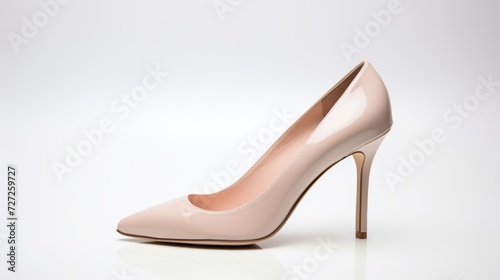 Women's nude-colored pumps with pointed toes ::1 elegant and versatile, real photo on a white background, close-up Generative AI