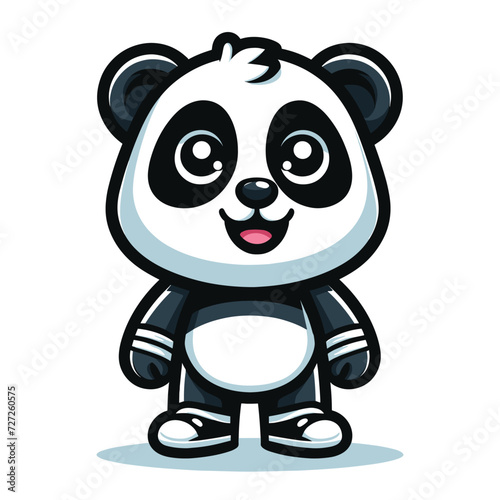 Cute adorable panda cartoon character vector illustration, funny Asian Chinese animal baby panda flat design mascot template isolated on white background