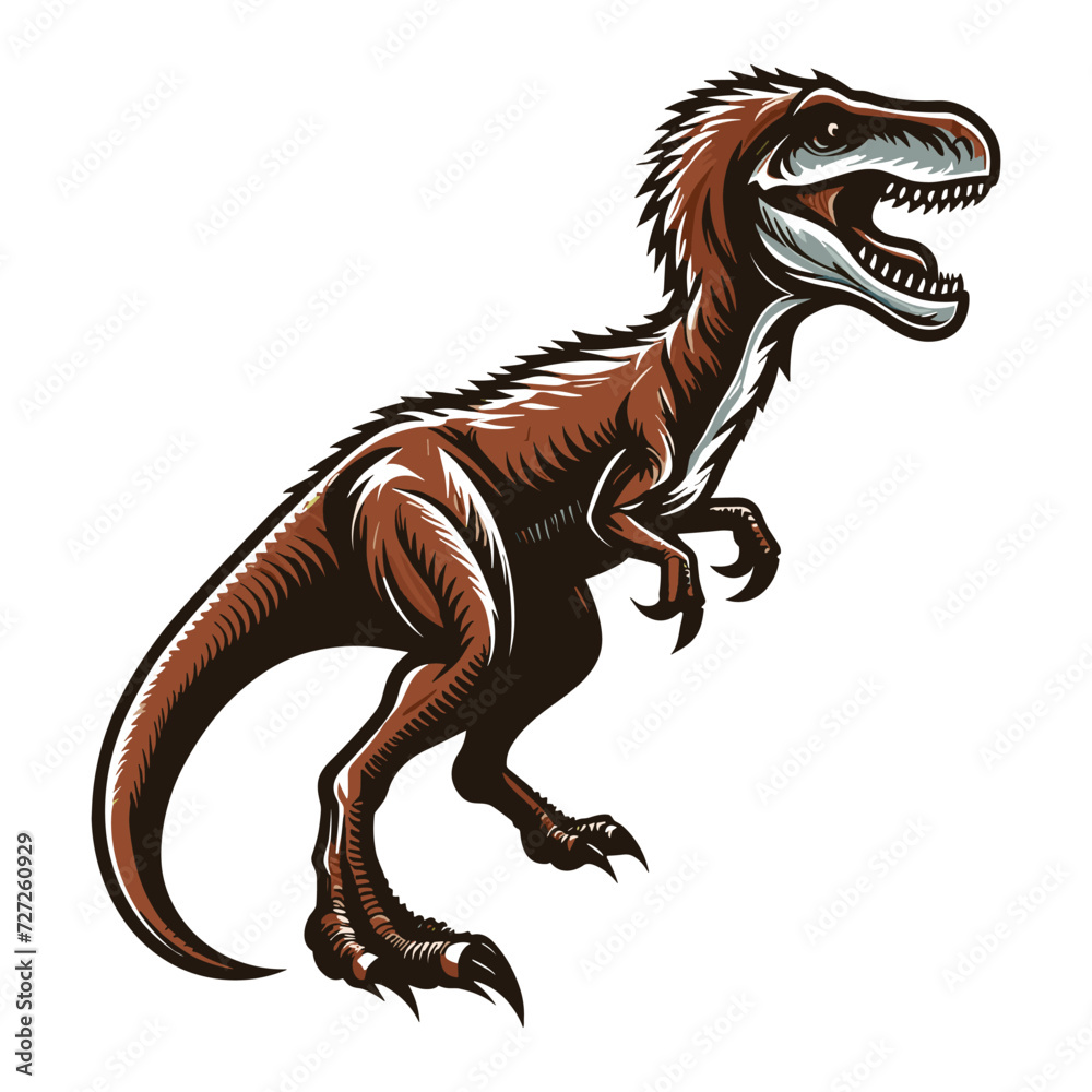 Wild beast animal raptor dinosaur vector design illustration, prehistoric dino flat design template isolated on white background Wild beast animal raptor dinosaur vector design illustration, prehistoric dino flat design template isolated on white background