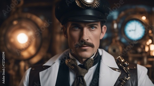 portrait of a person in a uniform a steampunk, Man doctor in futuristic medicine medical concept steampunk 