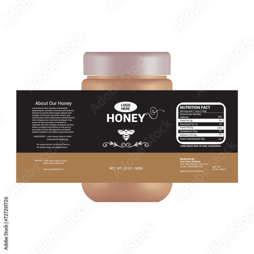 Honey label sticker and honey design banner, Honey Packaging, Bee honey, Label for print, Print ready file, Vector design, pack, vector packaging, Food label, Nutrition Label, 