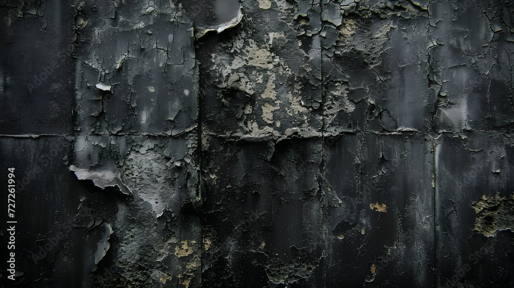 A Black Wall With Peeling Paint