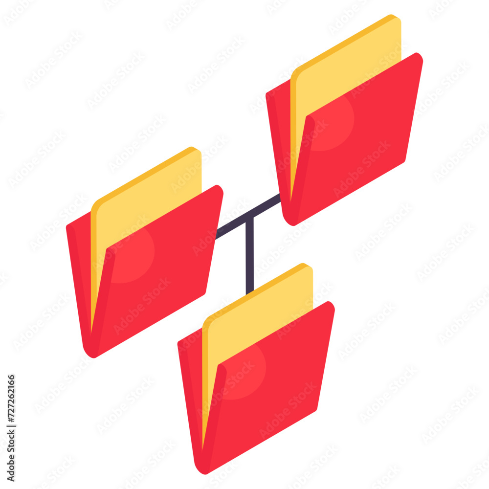 An isometric design icon of folder network An isometric design icon of folder network