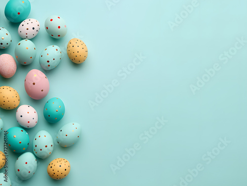 easter eggs on a turquoise background