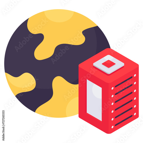 An isometric icon design of global server 