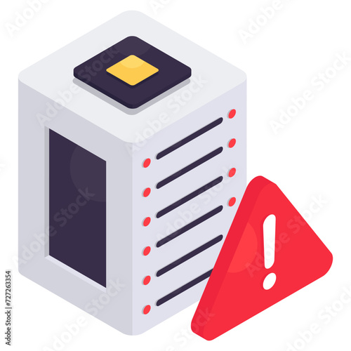 Conceptual isometric design icon of server error 