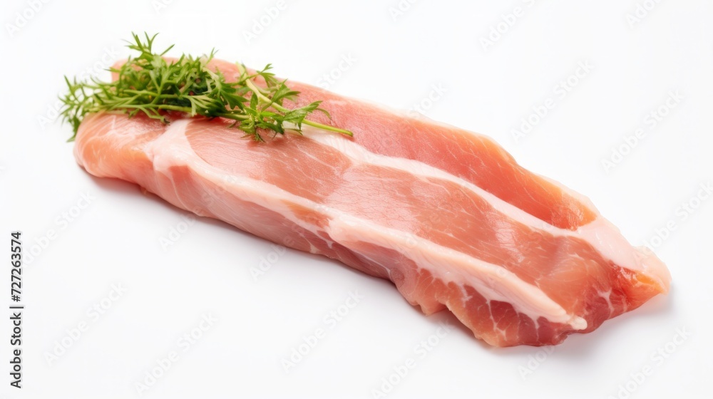 Close-up realistic photo featuring a juicy rabbit loin against a white background Generative AI Close-up realistic photo featuring a juicy rabbit loin against a white background Generative AI