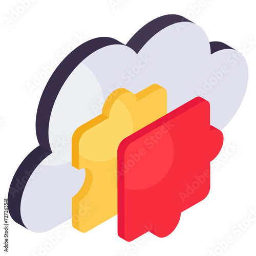 A premium download icon of cloud problem solving