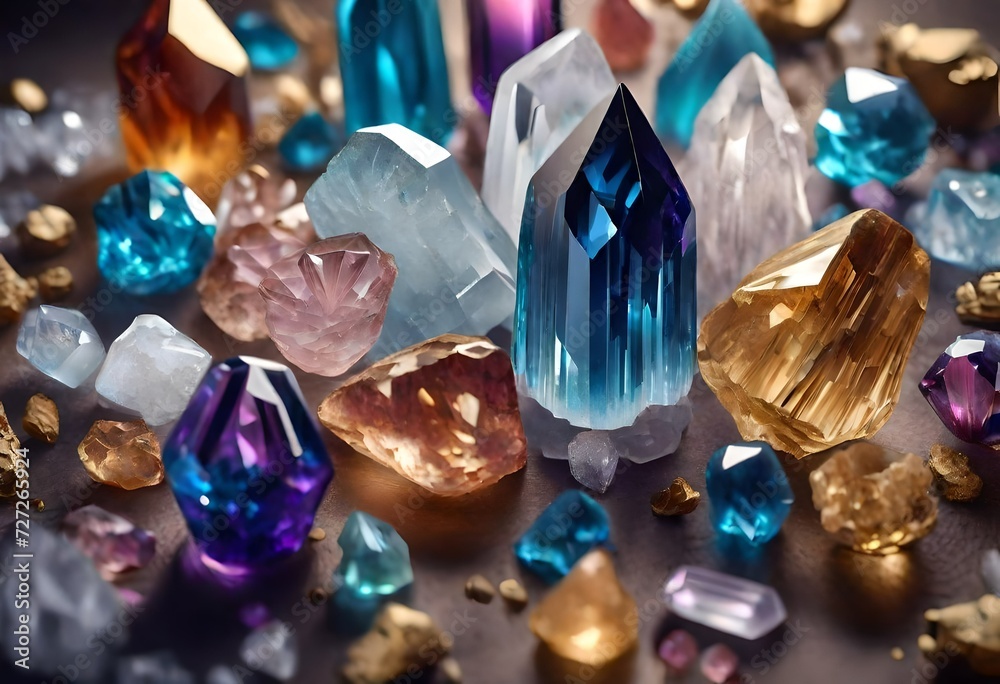 blue and red gemstones