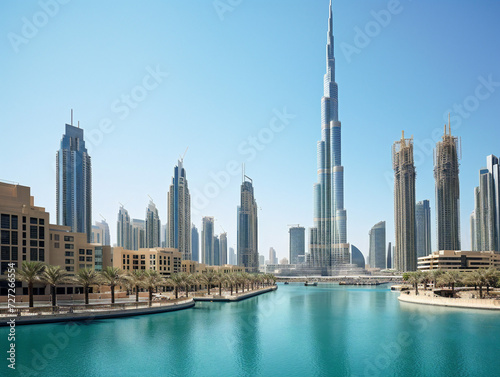 A photograph of the iconic Burj Khalifa in Dubai, UAE, the world's tallest skyscraper.