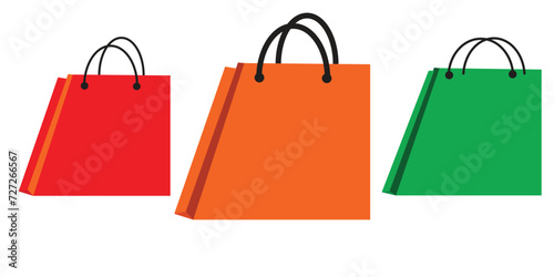 shopping bag Icon set, Shopping paper bag empty, packages for sale and illustrations.