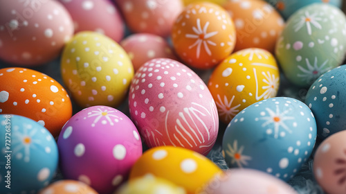 closeup view of colorful easter eggs background