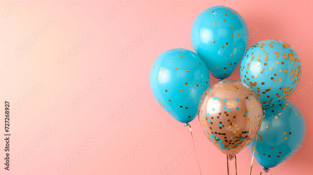 Vibrant Blue and Gold Balloons on a Stick Vibrant Blue and Gold Balloons on a Stick