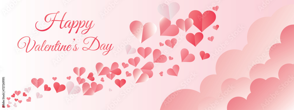 Valentines day banner template, Wallpaper, flyers, posters, design with heart balloon. Valentines day banners. Valentines Day greeting card template with typography text. Vector illustration.