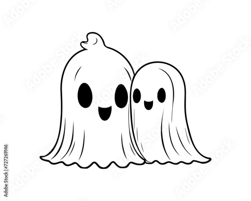 cute ghost couple hearts, baby ghost, boy and girl, holloween, valentine	