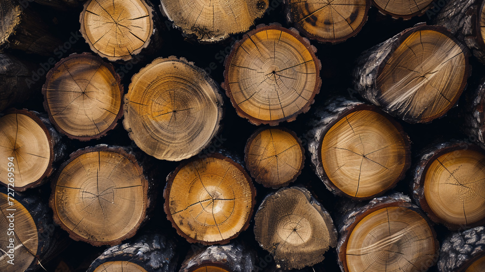 a bunch of wooden logs in full screen in morning light with light a bunch of wooden logs in full screen in morning light with light