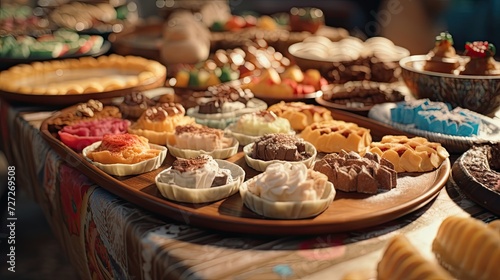 Assorted Frosted Cakes Displayed on a Table, Chico De Mayo