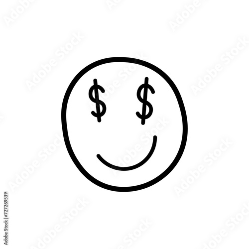 dollar face icon, Money mouth emoji, Dollar eyes, Rich emoji icon