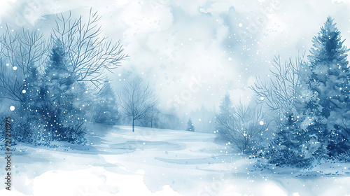 wallpaper of a Elegant Winter watercolor image , with empty copy space © Uwe