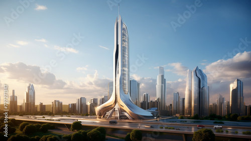 view of the city futuristic city house future