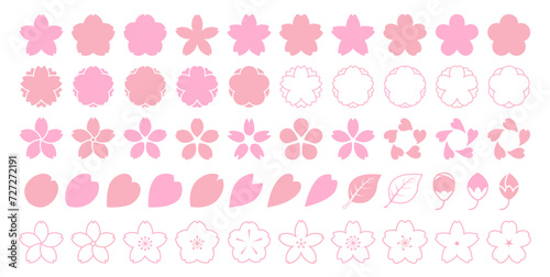 桜と花びらのアイコンセット