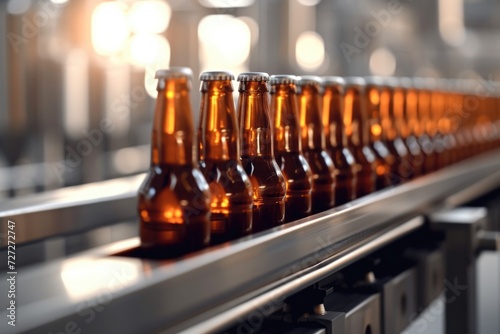 Beer bottles on the conveyor belt  Beer bottles on the conveyor belt