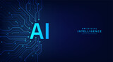 Artificial intelligence abstract background futuristic Hitech style, Technology concept design, Machine learning and generate by chip, Vector illustration for banner and web template.