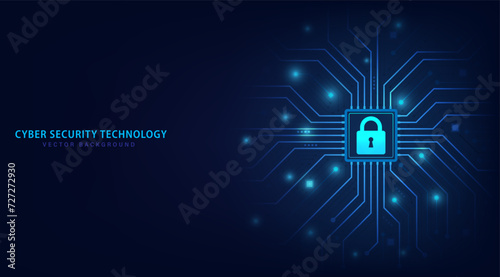 Cyber security technology on circuit board. Abstract background futuristic Hi tech style, Technology data protection system, Internet security and safety information personal, Vector and Illustration.