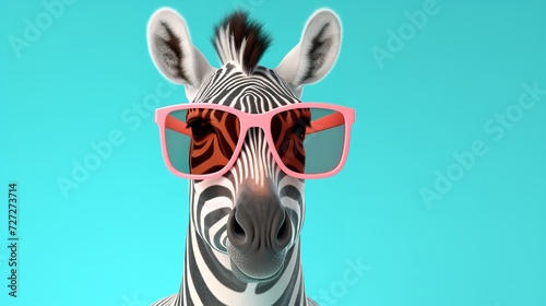 Cartoon Colorful Giraffe with Sunglasses On