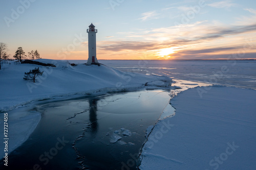 Lighthouse "Povorotny" in the Gulf of Finland