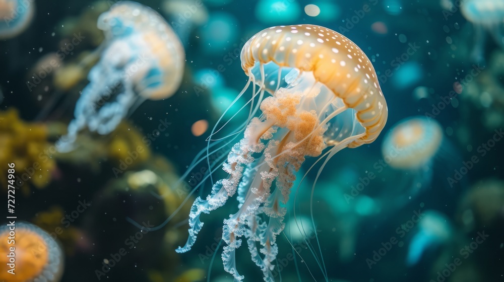 Obraz premium jellyfish on the seabed.