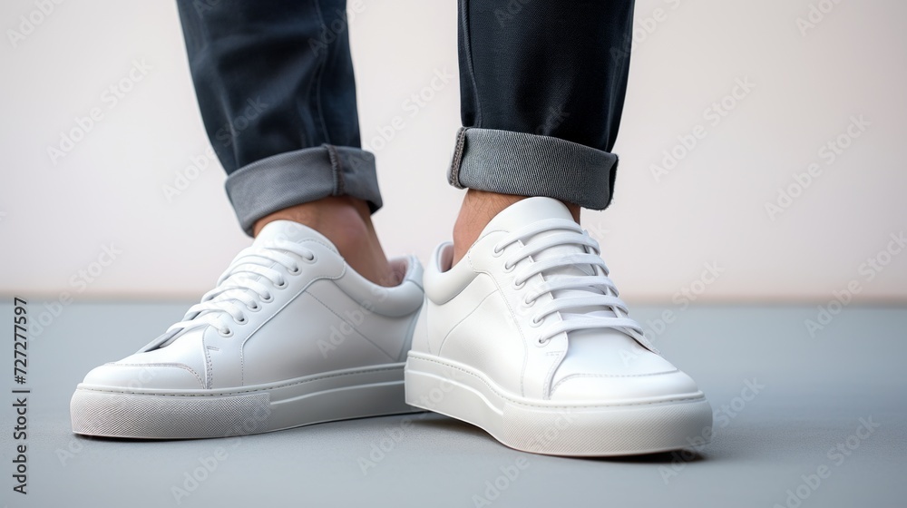 Men's versatile white sneakers Generative AI