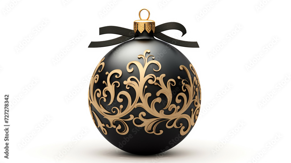 black christmas ball isolated on white background, AI Generative. black christmas ball isolated on white background, AI Generative.