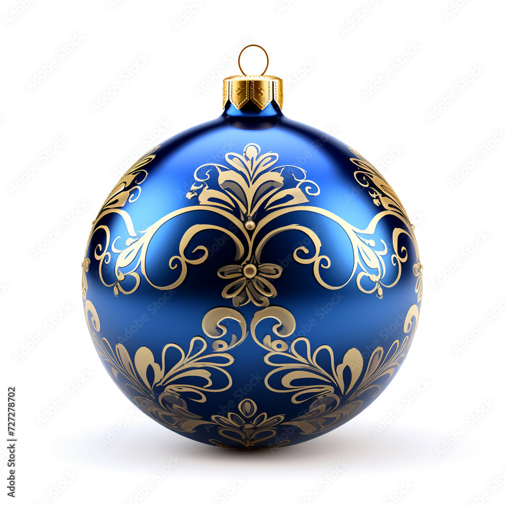 blue christmas ball isolated on white background, AI Generative. blue christmas ball isolated on white background, AI Generative.