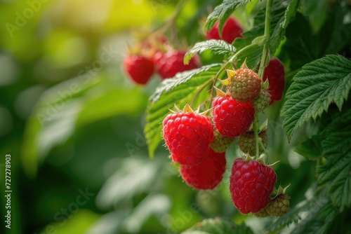 Raspberry harvest in the garden.