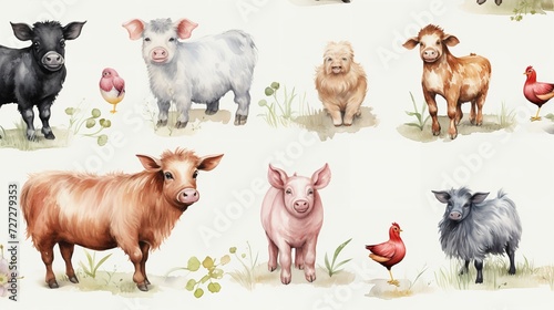 Cute Cartoon Farm Animals - 8K/4K Photorealistic Illustrations