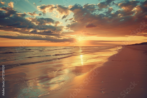 Golden Sunset Over Coastal Landscape 