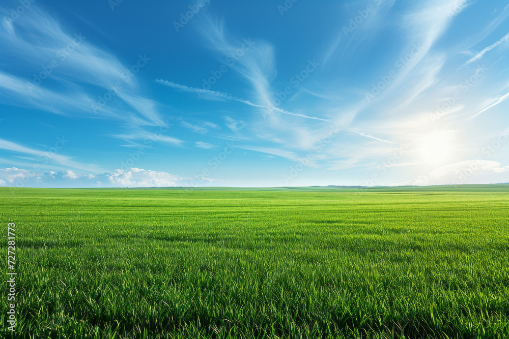 Sweeping Green Field with Wispy Clouded Sky
Sweeping Green Field with Wispy Clouded Sky