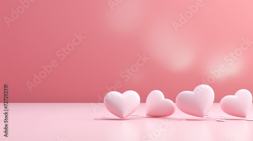Valentine’s day, pink hearts on a pink background.