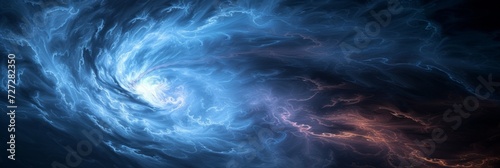 Big data analysis abstract background, where swirling clouds and electric sparks portray the turbulent 