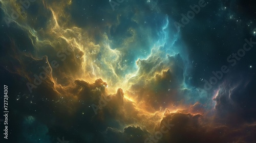 Realistic depiction of the Rho Ophiuchi Cloud Complex, showcasing its stellar nursery and colorful nebulae 